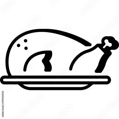 Turkey or chicken food, meat, vector icon