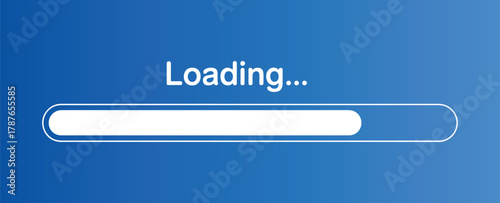 Loading Bar Progress Interface on Blue Background. Vector Illustration 