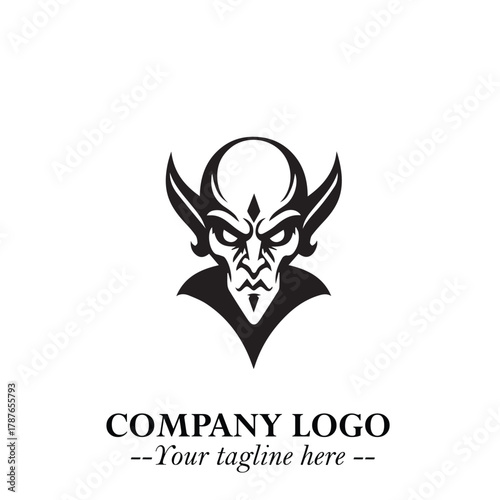 Head of Dracula Logo Symbol in Black on the White Background with Horror Minimal Vector Design