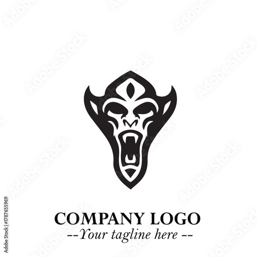 Head of Dracula Logo Symbol in Black on the White Background with Horror Minimal Vector Design