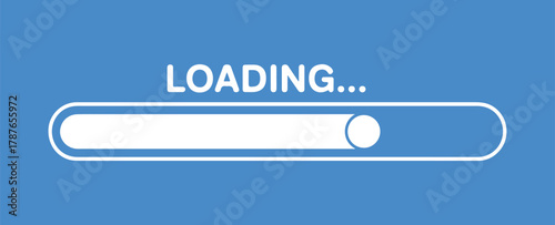 Loading Bar Progress Interface on Blue Background. Vector Illustration 
