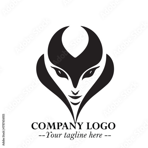 Head of Dracula Logo Symbol in Black on the White Background with Horror Minimal Vector Design