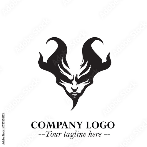 Head of Dracula Logo Symbol in Black on the White Background with Horror Minimal Vector Design