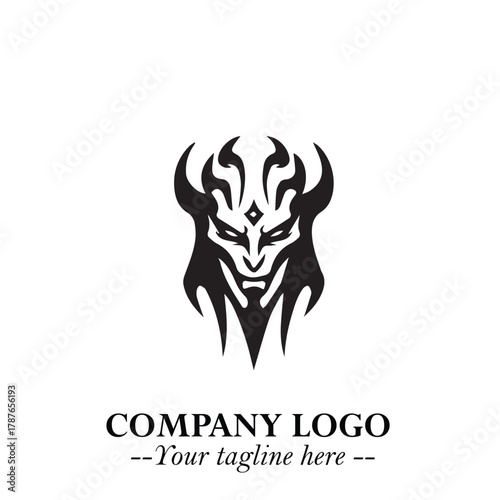 Head of Dracula Logo Symbol in Black on the White Background with Horror Minimal Vector Design
