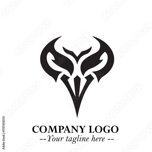 Head of Dracula Logo Symbol in Black on the White Background with Horror Minimal Vector Design