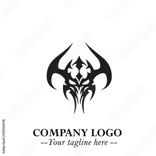 Head of Dracula Logo Symbol in Black on the White Background with Horror Minimal Vector Design