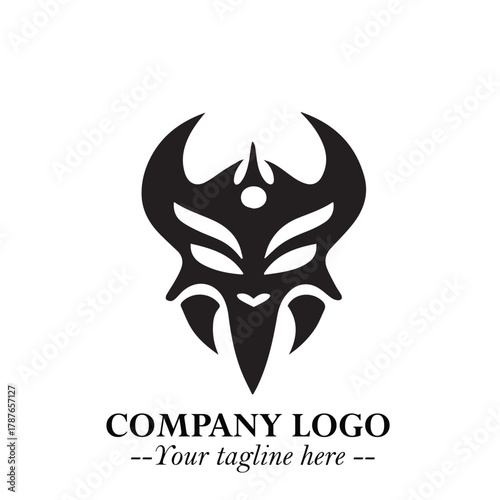 Head of Dracula Logo Symbol in Black on the White Background with Horror Minimal Vector Design