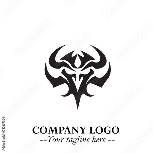 Head of Dracula Logo Symbol in Black on the White Background with Horror Minimal Vector Design