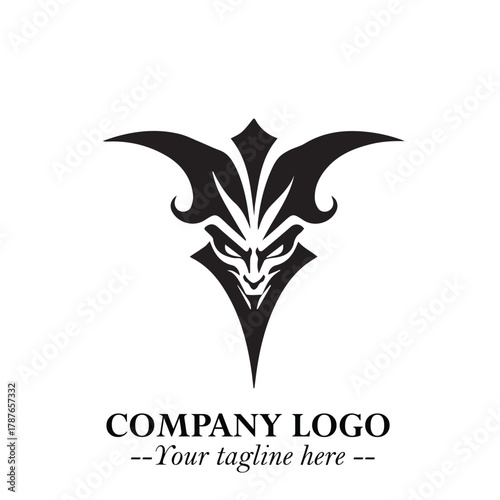 Head of Dracula Logo Symbol in Black on the White Background with Horror Minimal Vector Design