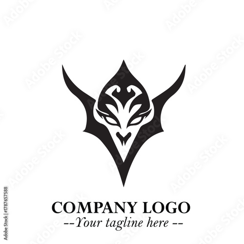 Head of Dracula Logo Symbol in Black on the White Background with Horror Minimal Vector Design