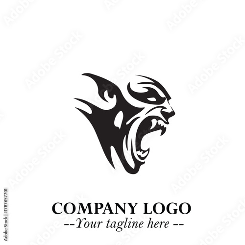 Head of Dracula Logo Symbol in Black on the White Background with Horror Minimal Vector Design