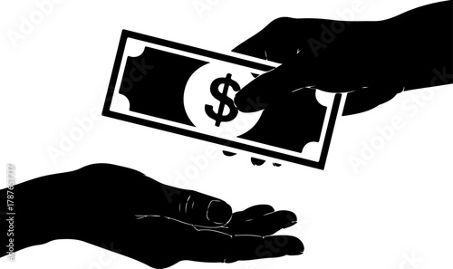Payment with money silhouette vector illustration