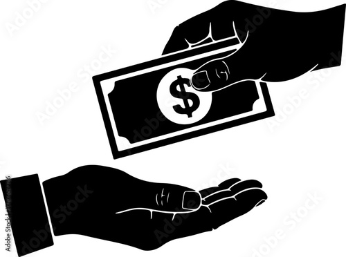 Payment with money silhouette vector illustration