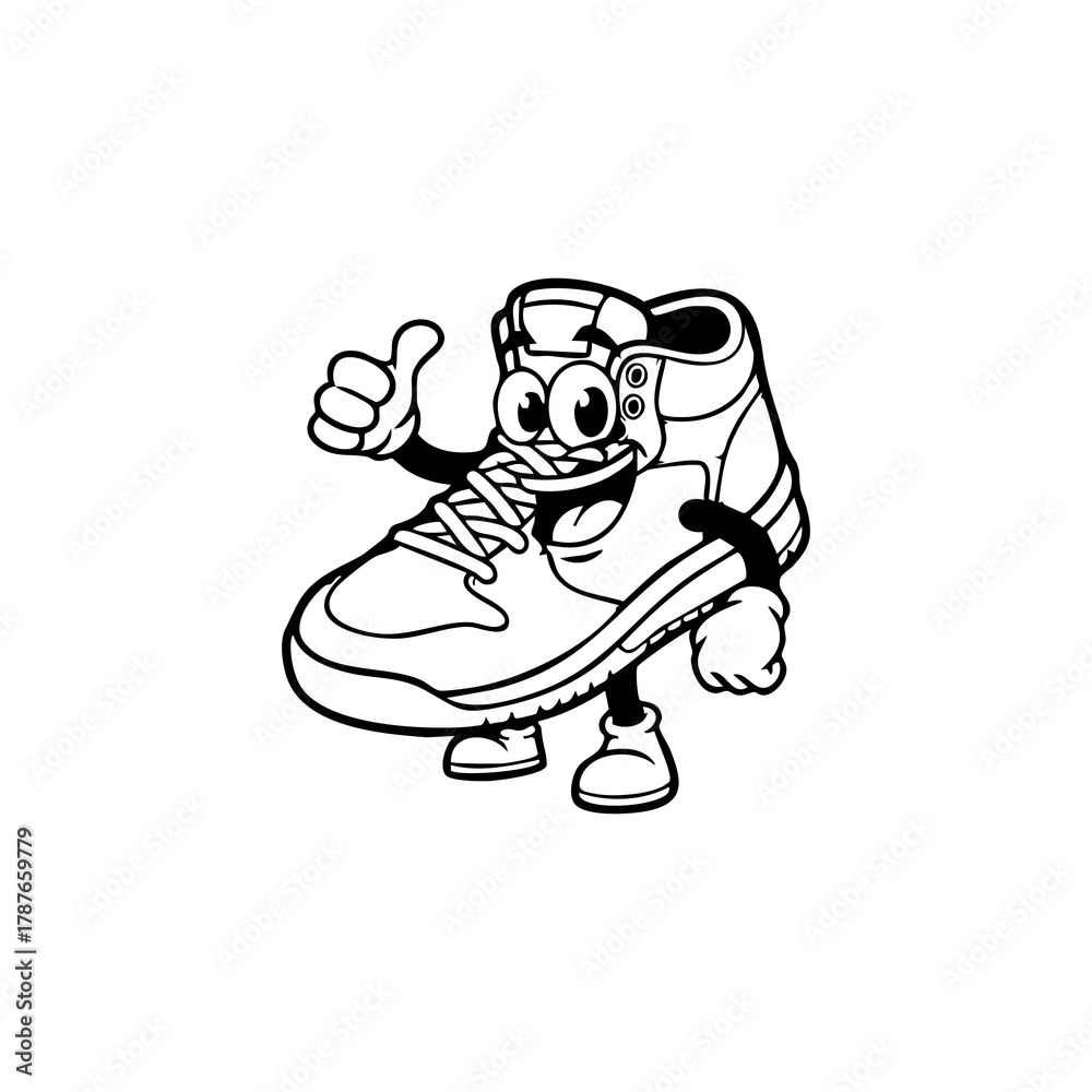 Obraz premium Happy sneaker mascot giving thumbs up 