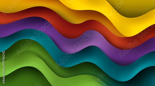 Colorful Wavy Background Design with Smooth Fluid Lines in Vibrant Shades