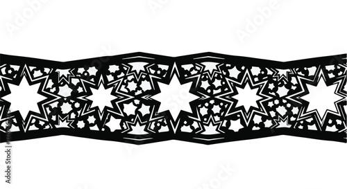 Intricate geometric star pattern with Islamic art influence, creating a decorative border