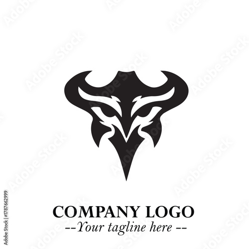 Head of Dracula Logo Symbol in Black on the White Background with Horror Minimal Vector Design