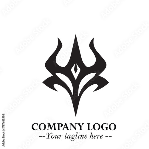 Head of Dracula Logo Symbol in Black on the White Background with Horror Minimal Vector Design