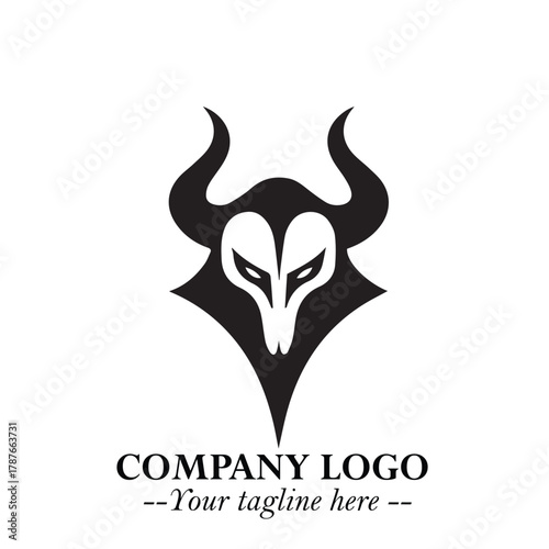 Head of Dracula Logo Symbol in Black on the White Background with Horror Minimal Vector Design