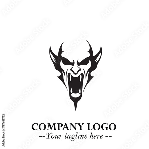 Head of Dracula Logo Symbol in Black on the White Background with Horror Minimal Vector Design