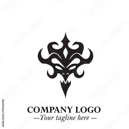 Head of Dracula Logo Symbol in Black on the White Background with Horror Minimal Vector Design