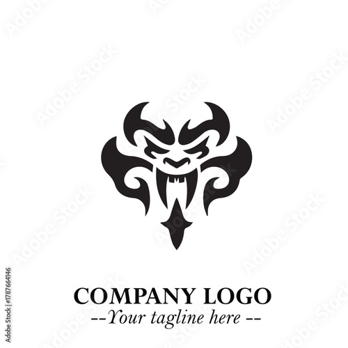 Head of Dracula Logo Symbol in Black on the White Background with Horror Minimal Vector Design