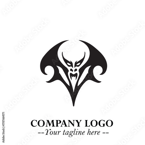 Head of Dracula Logo Symbol in Black on the White Background with Horror Minimal Vector Design
