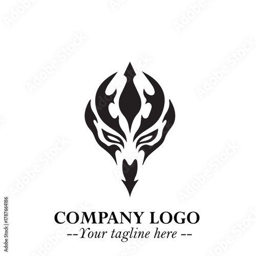 Head of Dracula Logo Symbol in Black on the White Background with Horror Minimal Vector Design