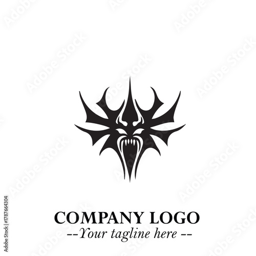 Head of Dracula Logo Symbol in Black on the White Background with Horror Minimal Vector Design