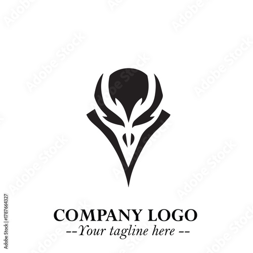 Head of Dracula Logo Symbol in Black on the White Background with Horror Minimal Vector Design