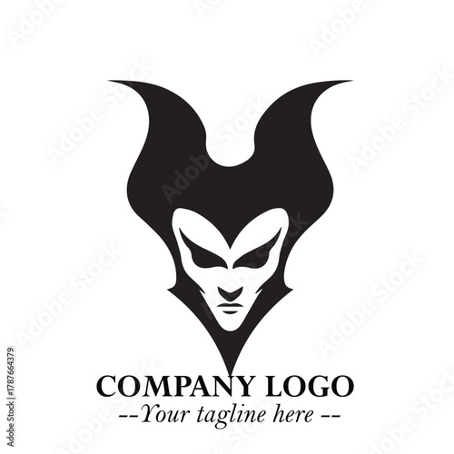 Head of Dracula Logo Symbol in Black on the White Background with Horror Minimal Vector Design