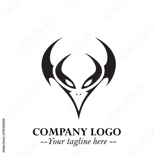 Head of Dracula Logo Symbol in Black on the White Background with Horror Minimal Vector Design