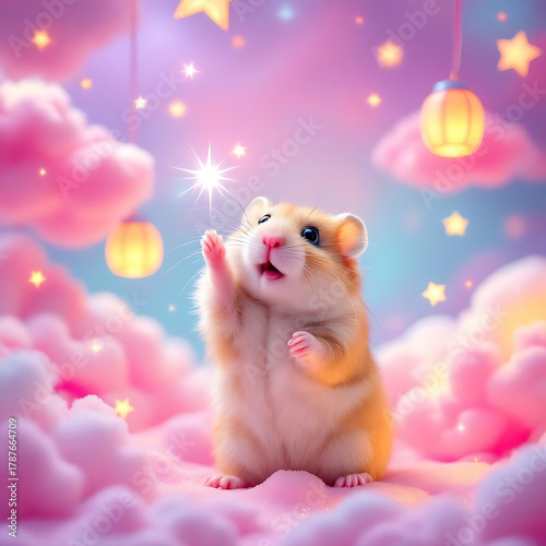 hamster pet on pink background