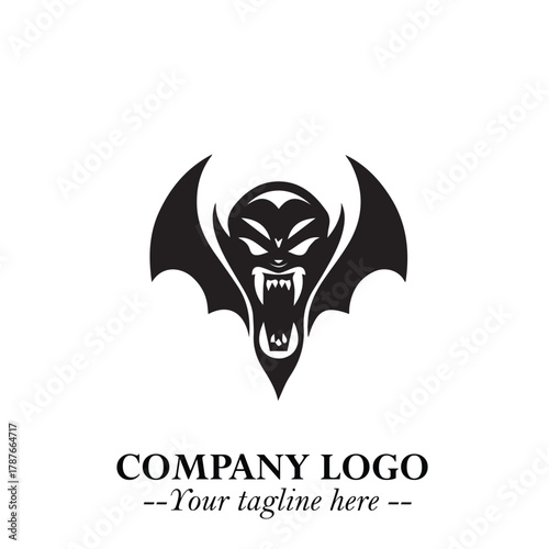 Head of Dracula Logo Symbol in Black on the White Background with Horror Minimal Vector Design