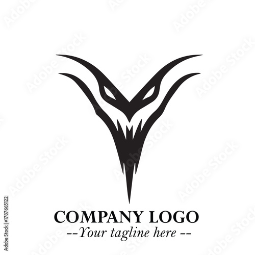 Head of Dracula Logo Symbol in Black on the White Background with Horror Minimal Vector Design
