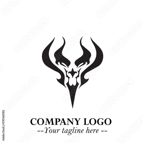 Head of Dracula Logo Symbol in Black on the White Background with Horror Minimal Vector Design