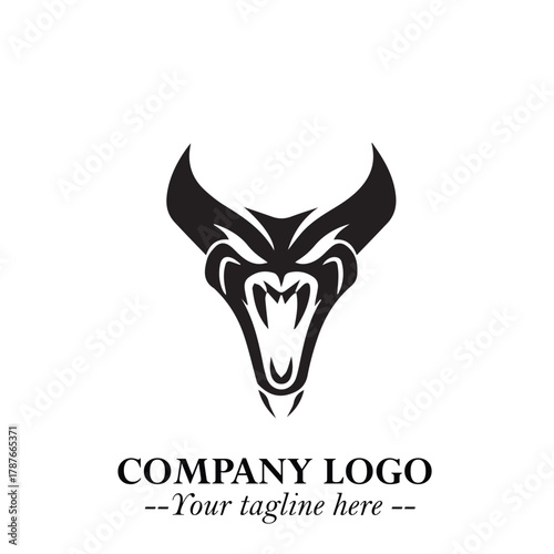 Head of Dracula Logo Symbol in Black on the White Background with Horror Minimal Vector Design