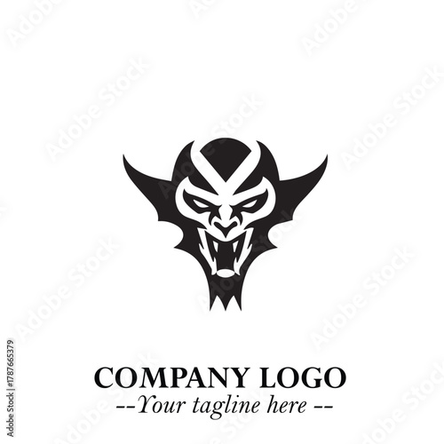Head of Dracula Logo Symbol in Black on the White Background with Horror Minimal Vector Design