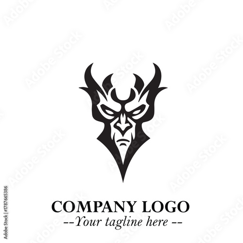 Head of Dracula Logo Symbol in Black on the White Background with Horror Minimal Vector Design