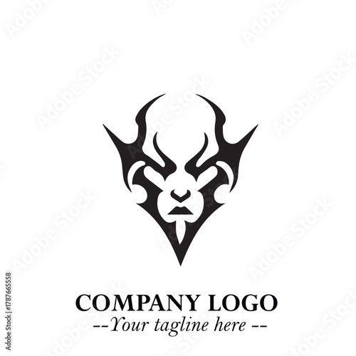 Head of Dracula Logo Symbol in Black on the White Background with Horror Minimal Vector Design