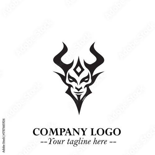 Head of Dracula Logo Symbol in Black on the White Background with Horror Minimal Vector Design