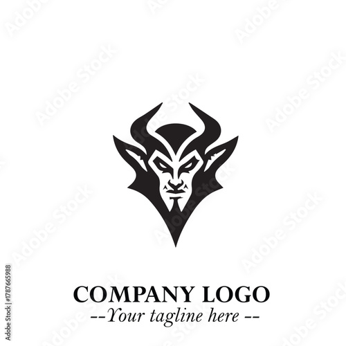 Head of Dracula Logo Symbol in Black on the White Background with Horror Minimal Vector Design