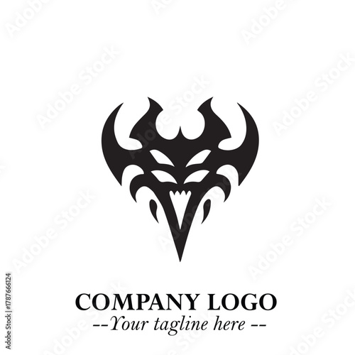 Head of Dracula Logo Symbol in Black on the White Background with Horror Minimal Vector Design