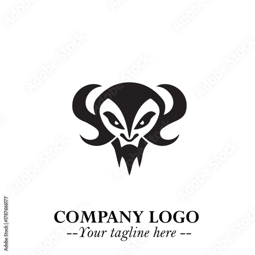Head of Dracula Logo Symbol in Black on the White Background with Horror Minimal Vector Design