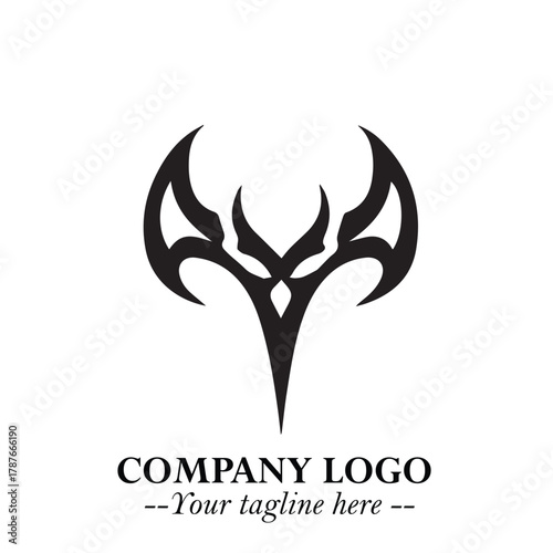 Head of Dracula Logo Symbol in Black on the White Background with Horror Minimal Vector Design