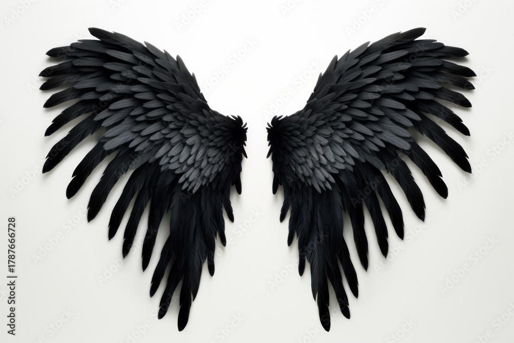 Obraz premium Wings black bird white background.