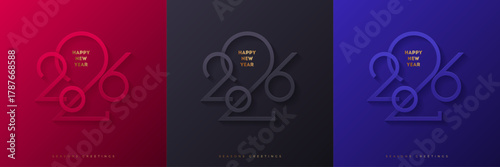 Set of 2026 New Year greeting design. Holiday greeting card.  Holiday design for flyer, greeting card, invitation, calendar, etc. Vector illustration.