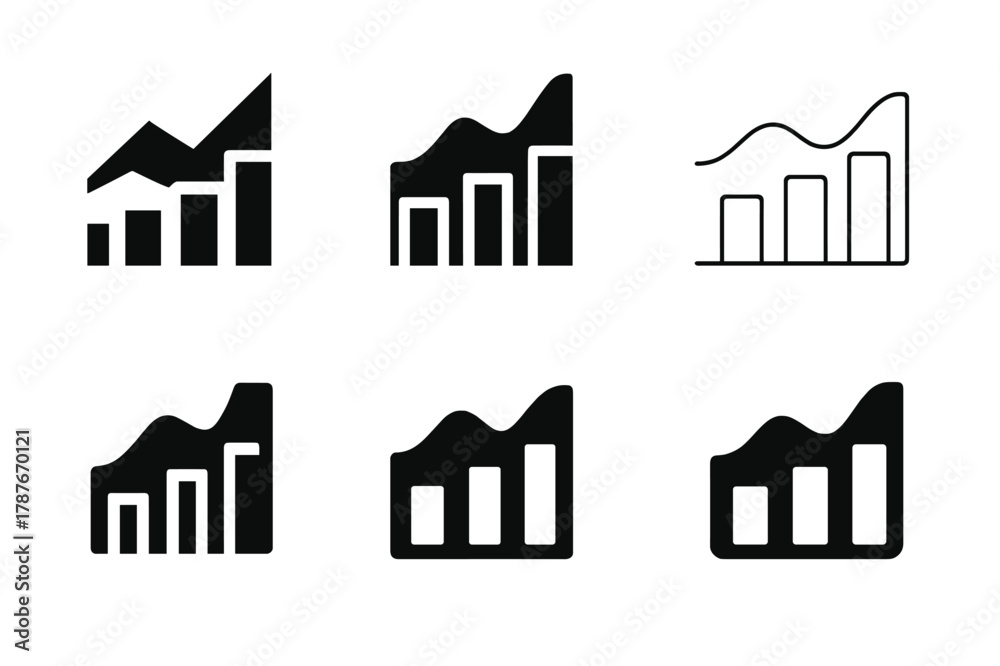 Fototapeta premium Retail Logo Variations. Retail trend graph. Set Logo of Retail trend graph: Seasonal sales wave. Icon set. harmonious logo variations of the same emblematic