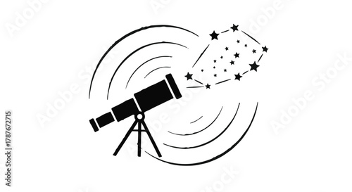 Telescope observing a vibrant constellation in the night sky