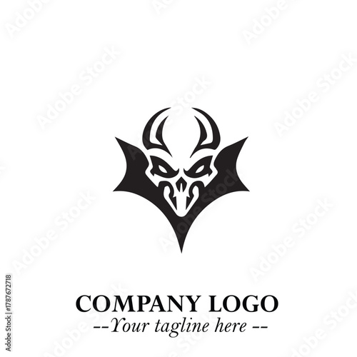 Head of Dracula Logo Symbol in Black on the White Background with Horror Minimal Vector Design
